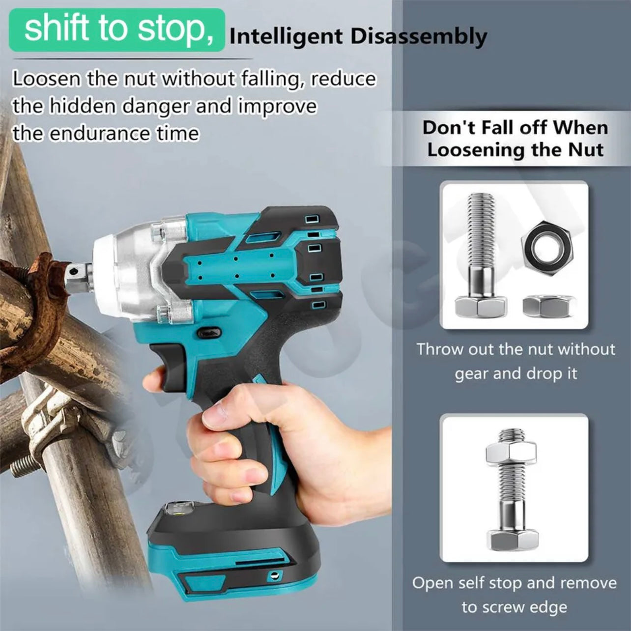 1/2'' Brushless Cordless Impact Wrench Rattle Gun Socket For Makita Battery 18V