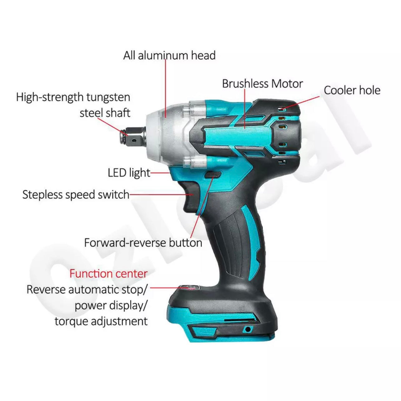 1/2'' Brushless Cordless Impact Wrench Rattle Gun Socket For Makita Battery 18V