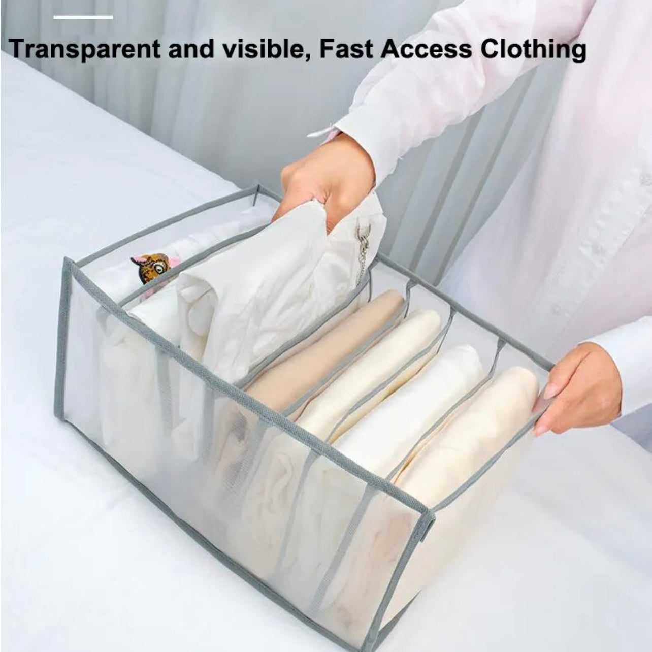 7 Grids Mesh Storage Bag Clothes Jeans Pants Drawer Organizer Boxes Foldable AU