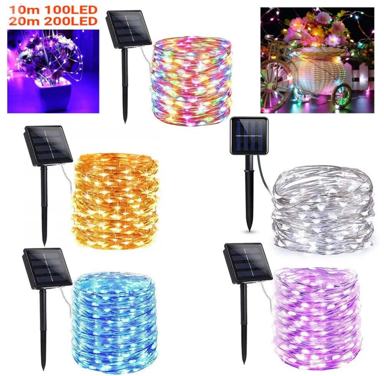 100/300LED Solar String Lights Fairy Garden Outdoor Christmas Party 2023