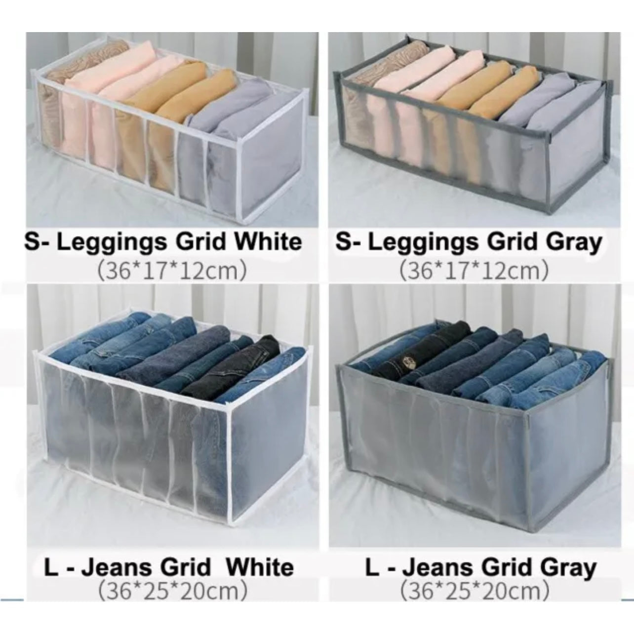 7 Grids Mesh Storage Bag Clothes Jeans Pants Drawer Organizer Boxes Foldable AU