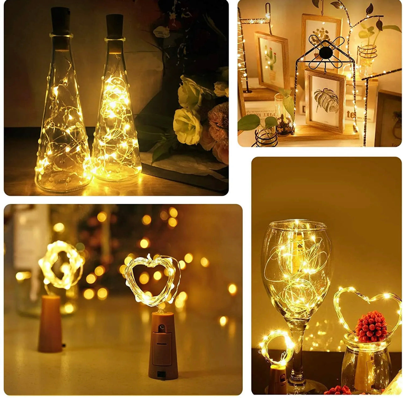 10PCS Fairy Wine Bottle String Lights 20 LED Battery Cork For Party Xmas Wedding