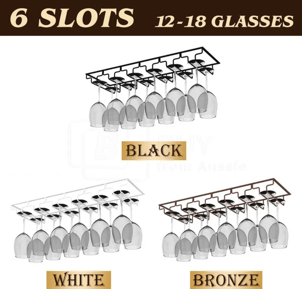 8/7/6/5/4/3 Slots Wine Glass Rack Holder Hanger Hanging Bar Storage Drying Rack