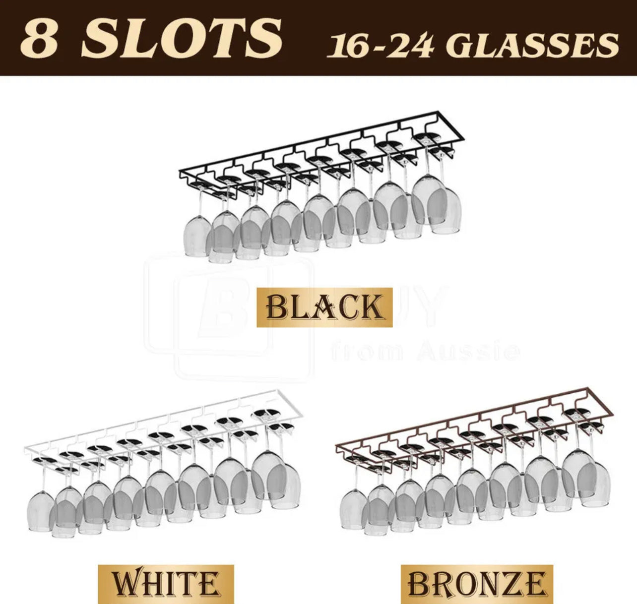 8/7/6/5/4/3 Slots Wine Glass Rack Holder Hanger Hanging Bar Storage Drying Rack