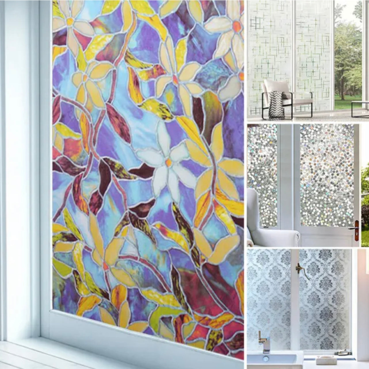 3D Stained Window Glass Self-Adhesive Film Privacy Anti UV Stickers Home Decor