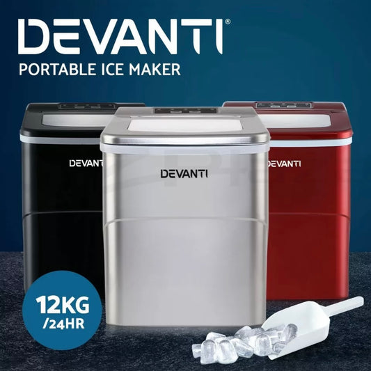 Devanti Ice Maker Machine Commercial Portable Ice Cube Tray Bar Countertop Party