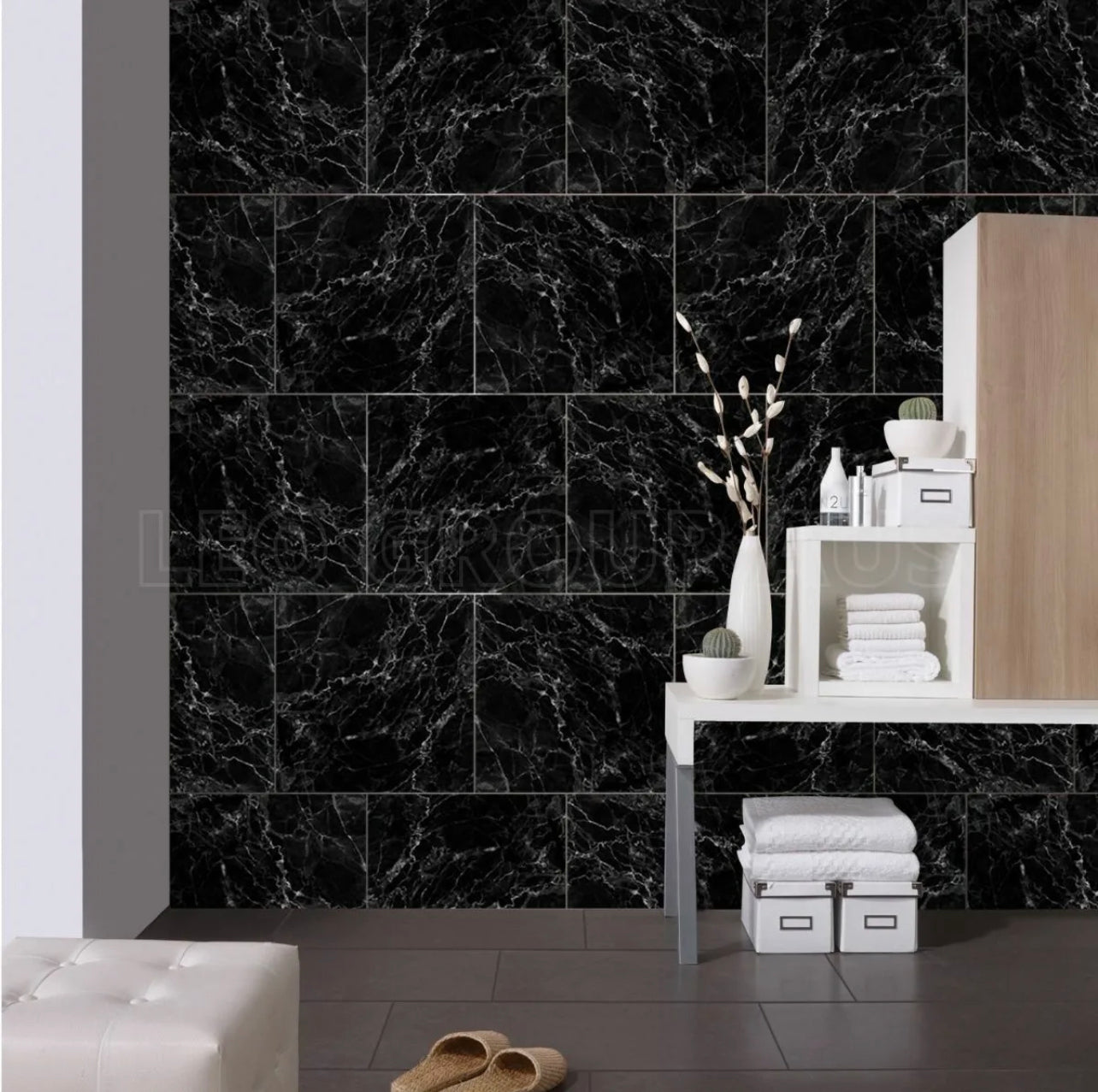 Marble Wall Floor Tile Stickers Waterproof Wallpaper Removable Bathroom Kitchen