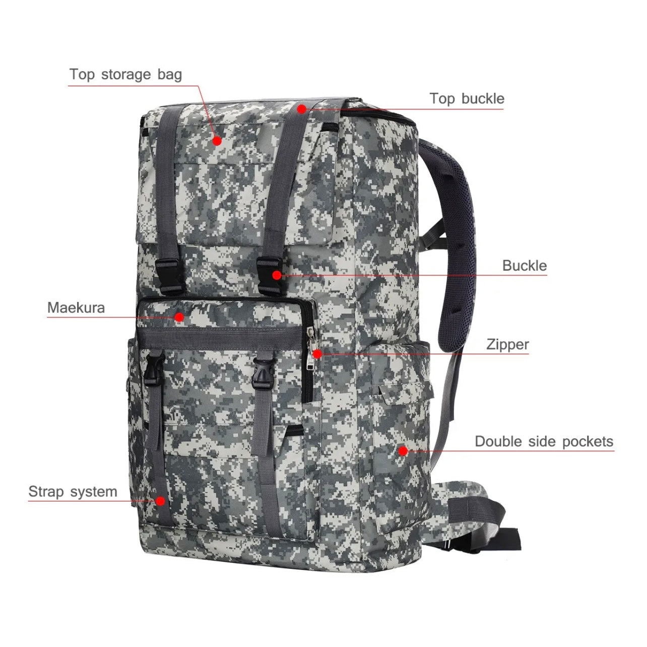 120L Large Military Tactical Backpack  Hiking Camping Rucksack  Outdoor Trek Bag