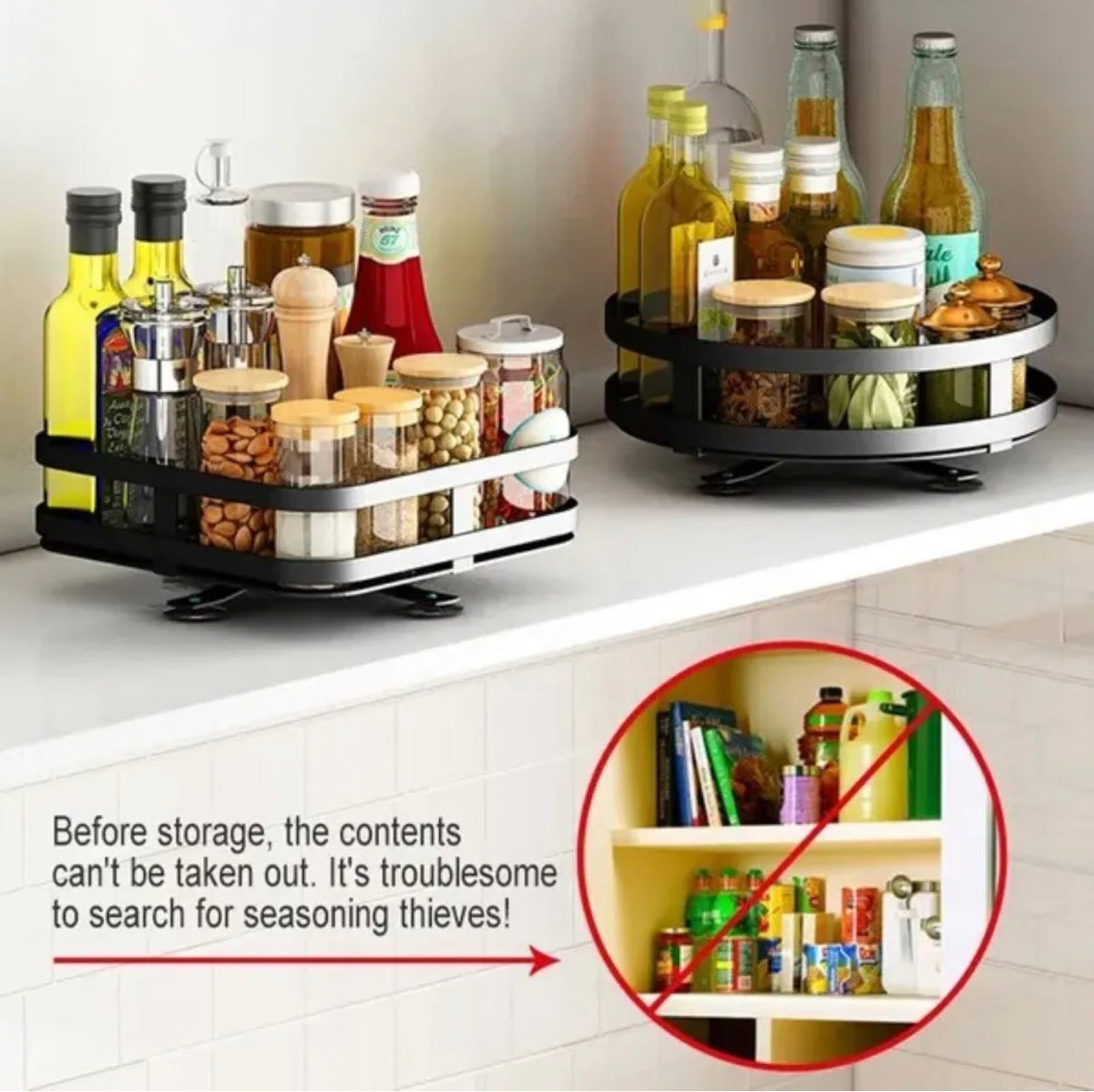 Viviendo Square Rotating Kitchen Storage Spice Organiser Rack Pantry Bathroom