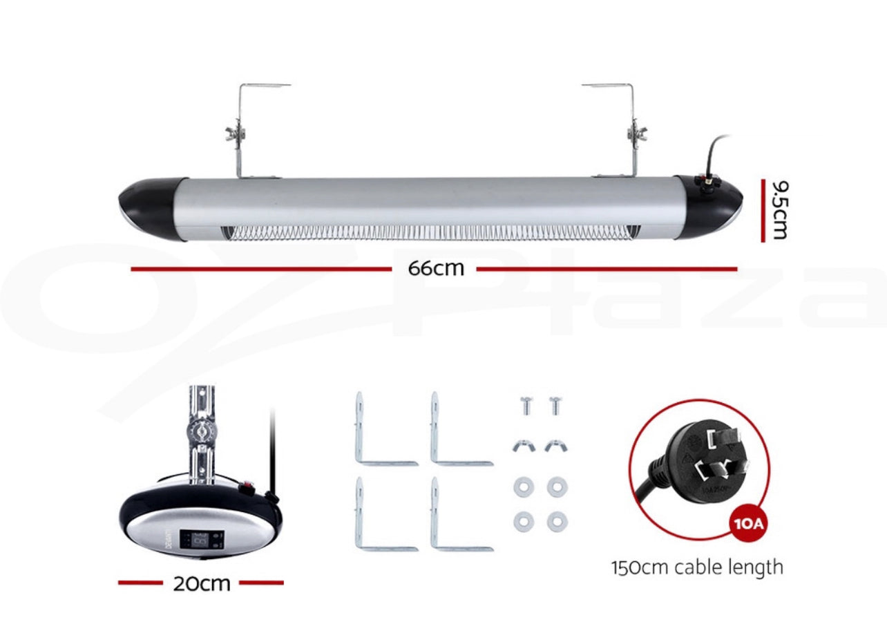 Devanti Infrared Heater Electric Radiant Strip Patio Heaters Remote 1500W 2000W