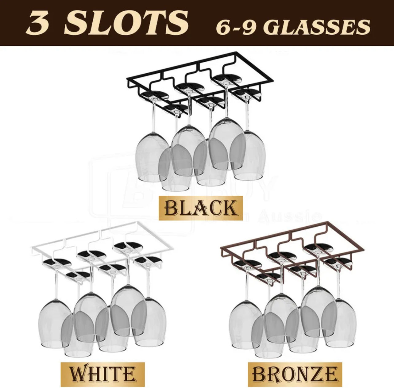 8/7/6/5/4/3 Slots Wine Glass Rack Holder Hanger Hanging Bar Storage Drying Rack