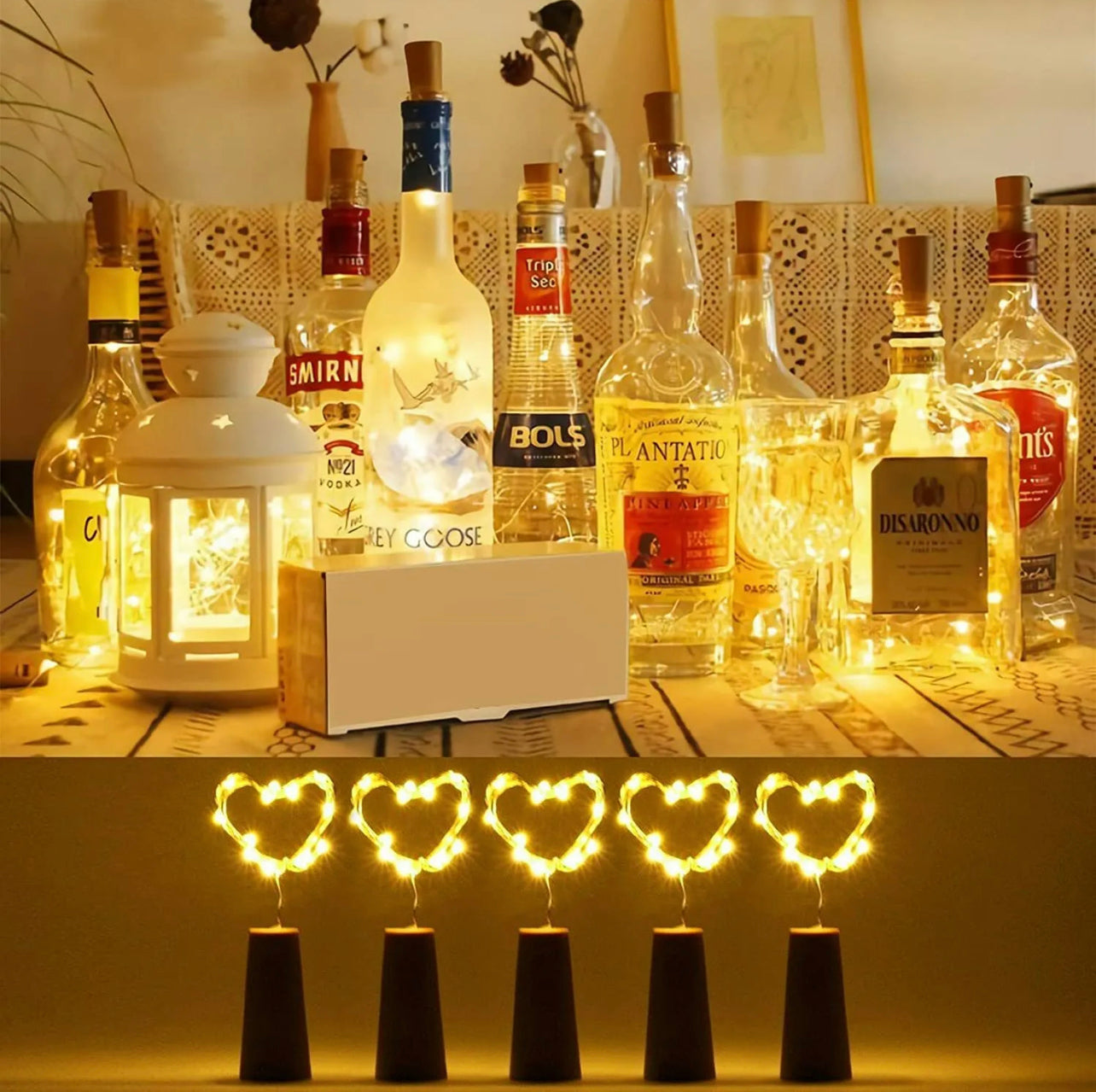 10PCS Fairy Wine Bottle String Lights 20 LED Battery Cork For Party Xmas Wedding