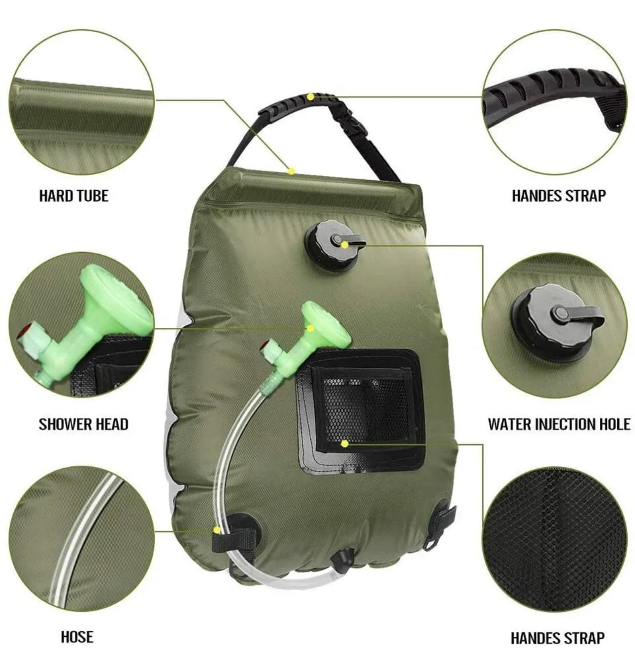 20L Camp Shower Bag Solar Heat Water Pipe Portable Camping Hiking Travel Outdoor