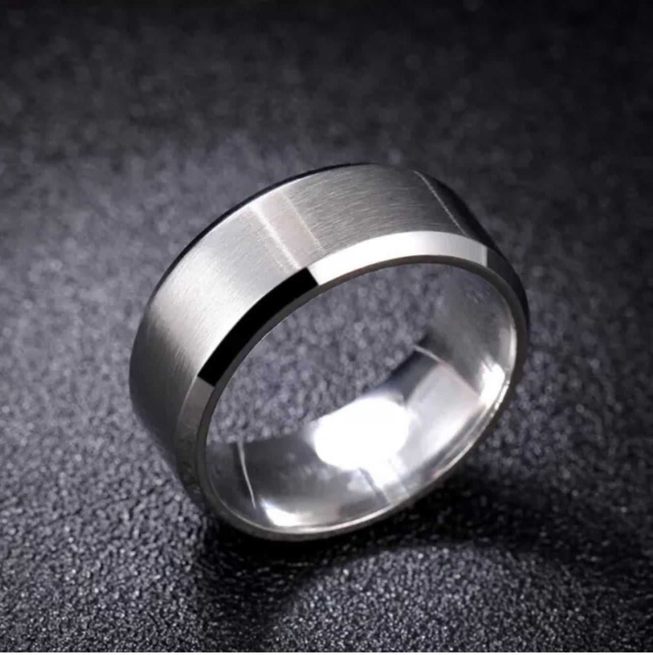 Titanium Stainless Steel 8mm Brushed Finish Men Women Wedding Band Comfort Ring