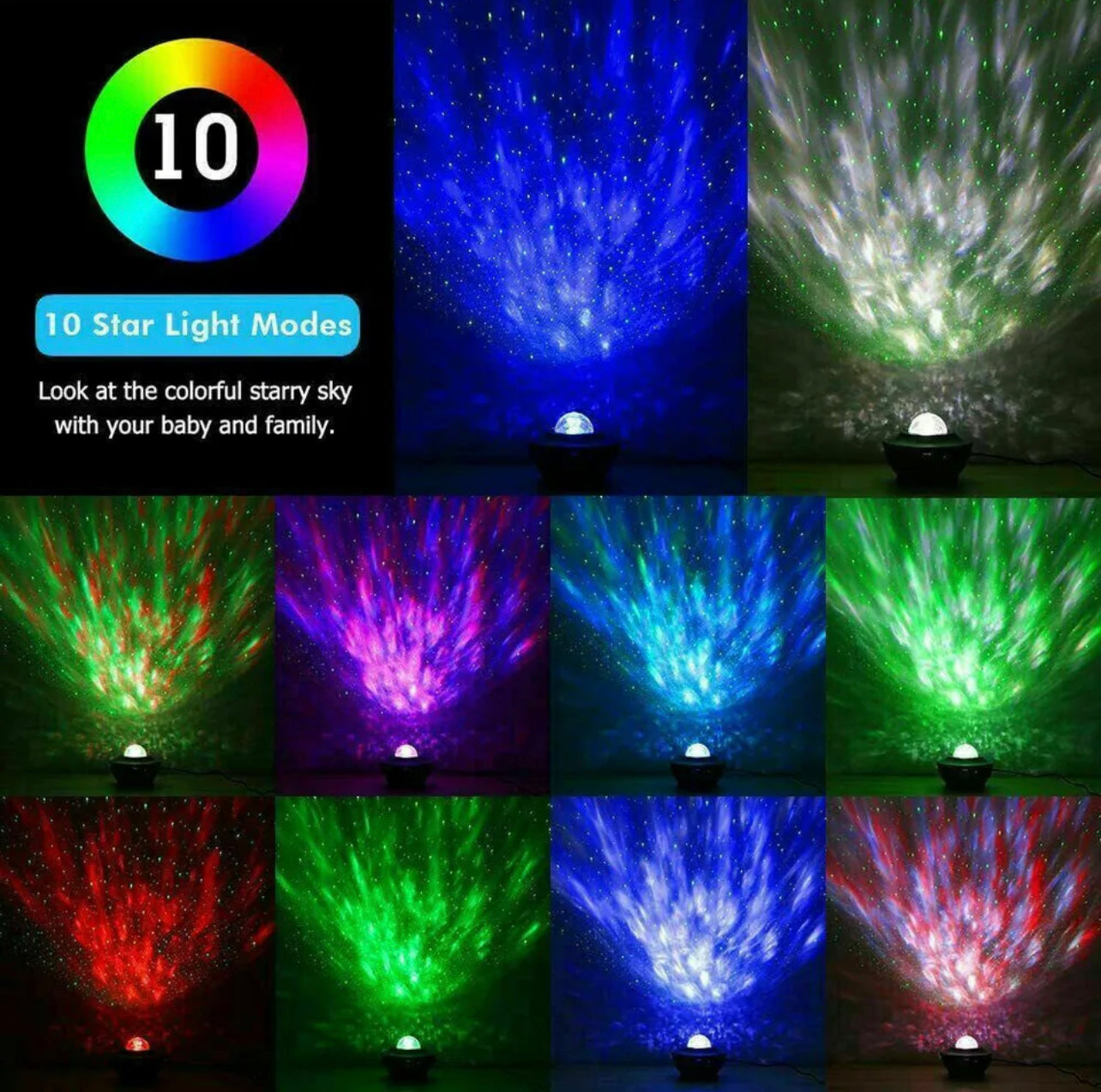 LED Galaxy Starry Night Light Projector Ocean Star Sky Party Baby Kids Room Lamp