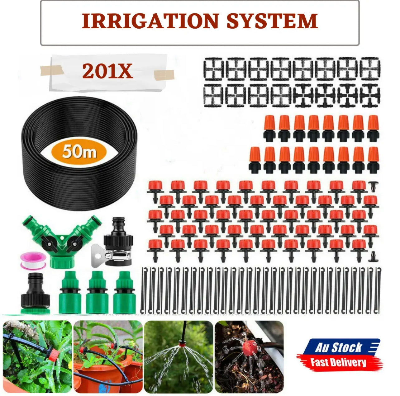 50M Hose Garden Irrigation System with Timer Plant Watering DIY Micro Drip Kits