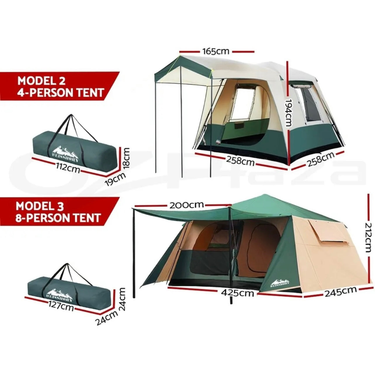 Weisshorn Instant Up Camping Tent Pop up Tents Family Hiking Dome 4-8 Persons