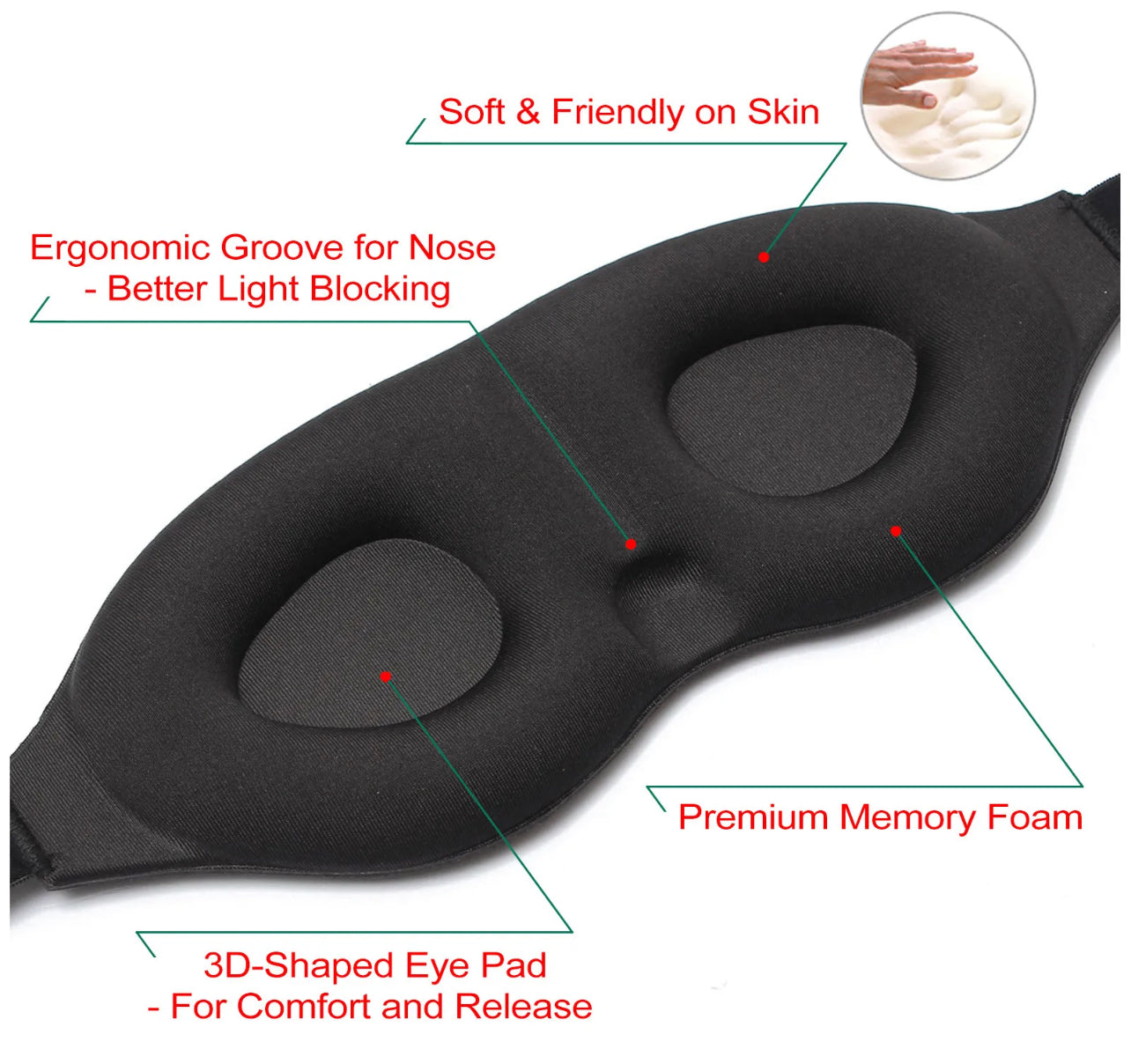 Travel Sleep Eye Mask soft 3D Memory Foam Padded Shade Cover Sleeping Blindfold