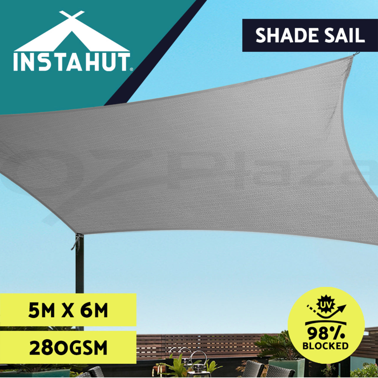 Instahut Shade Sail Cloth Rectangle Sun Awning Shadecloth Heavy Canopy 280gsm