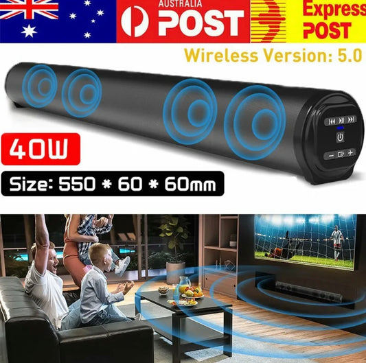 23" Wireless Bluetooth 5.0 Sound Bar Stereo Speaker System TV Theater Subwoofer