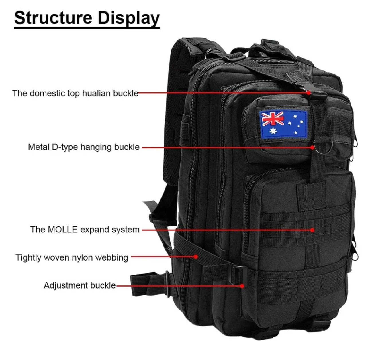 40L Hiking Military Tactical Rucksack Camping Backpack Bag Cycling Outdoor