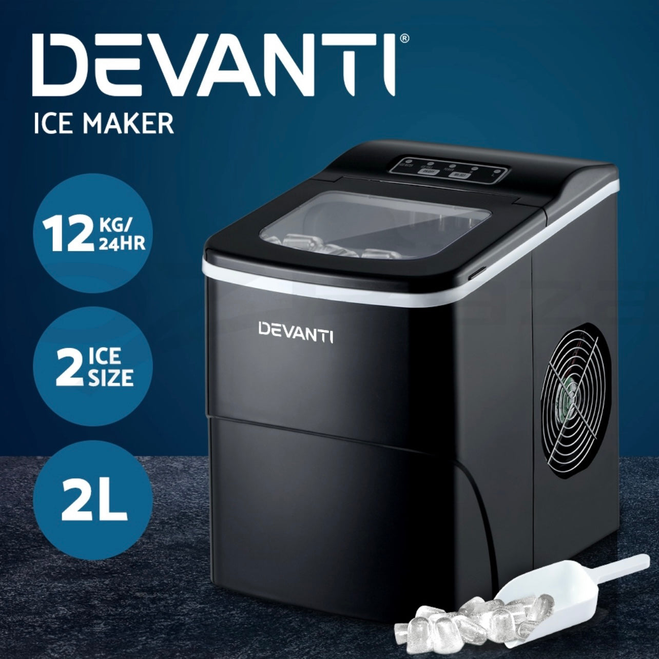 Devanti Ice Maker Machine Commercial Portable Ice Cube Tray Bar Countertop Party