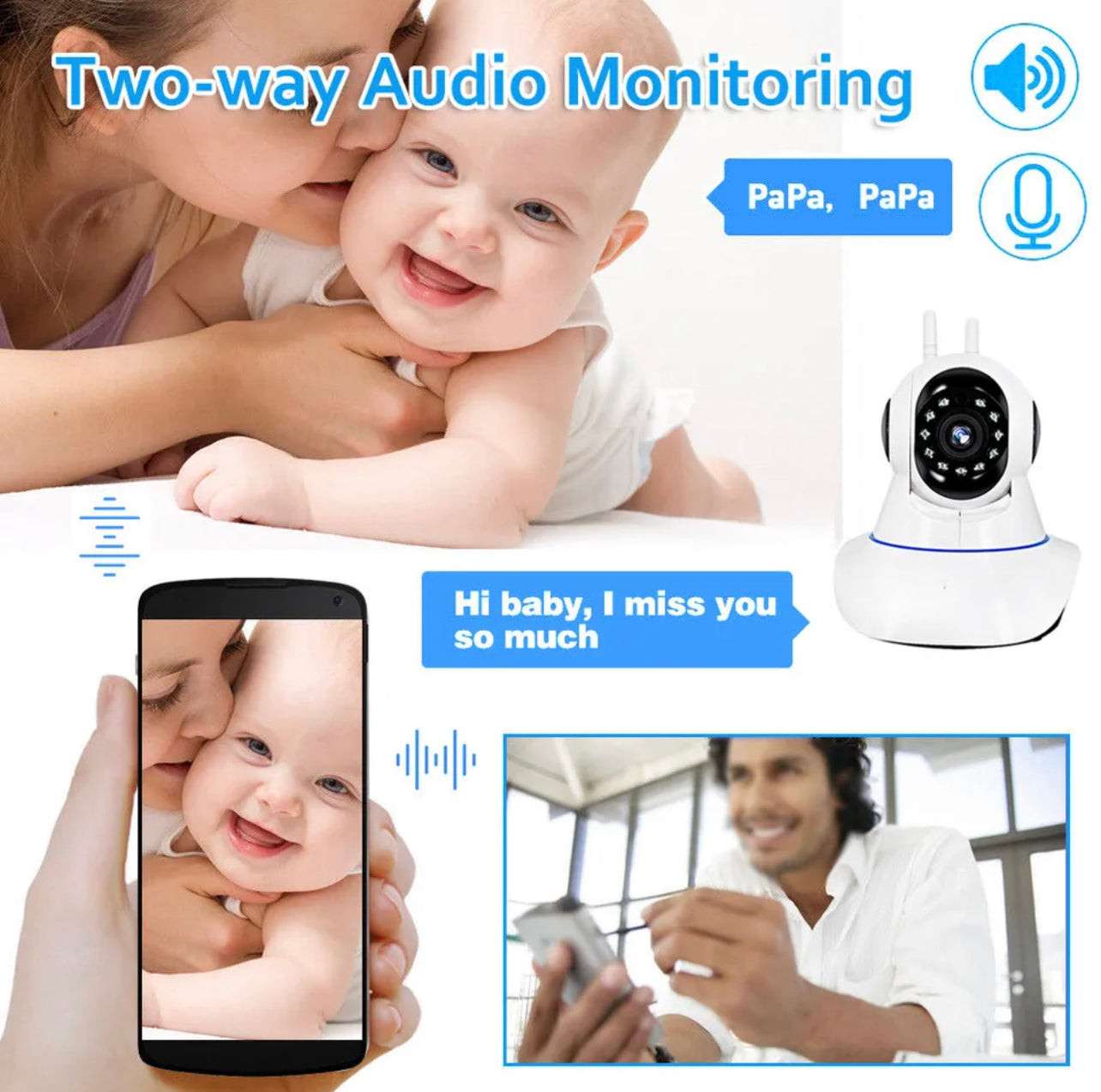 WiFi Security Camera Wireless Baby Monitor HD IP Home Surveillance CCTV System