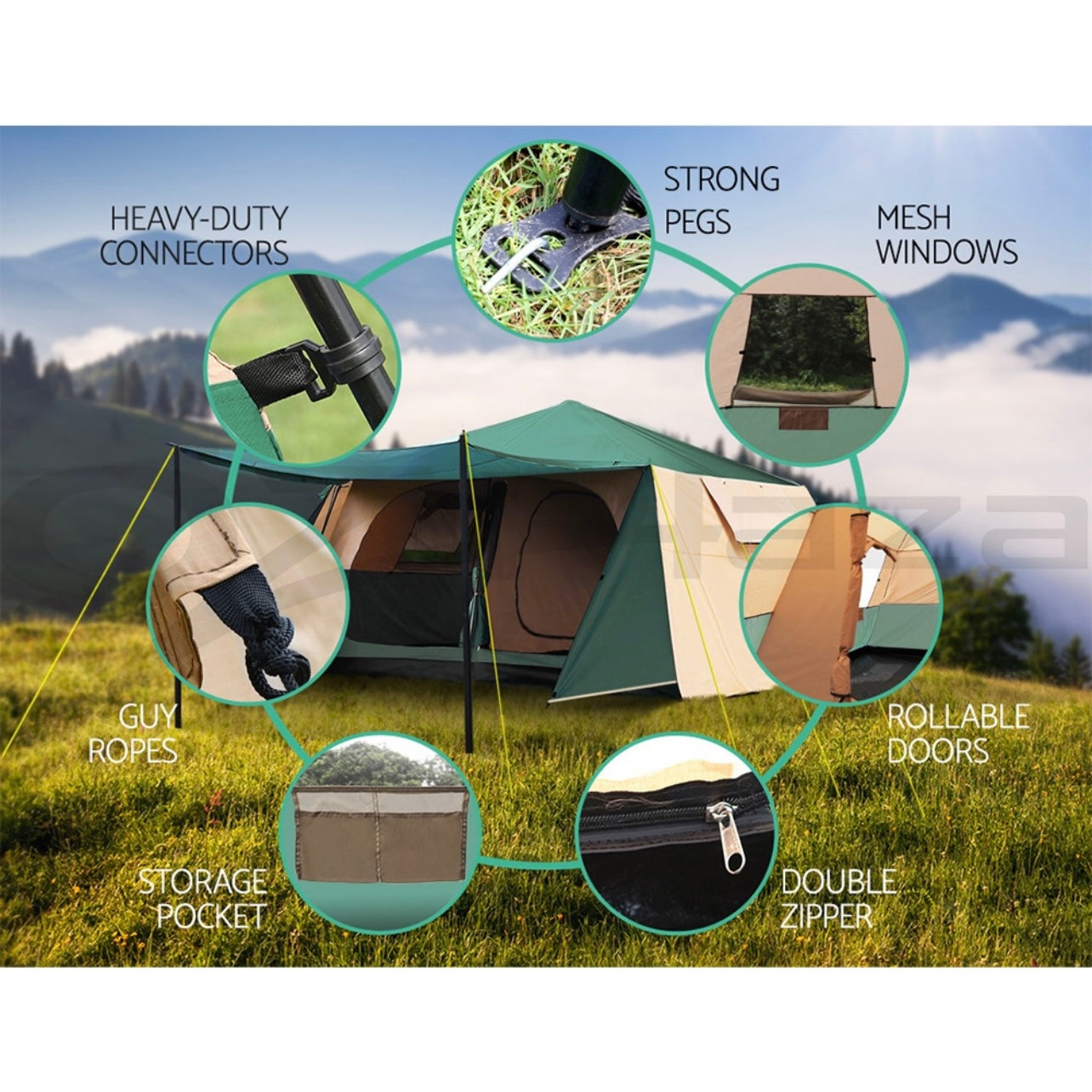 Weisshorn Instant Up Camping Tent Pop up Tents Family Hiking Dome 4-8 Persons