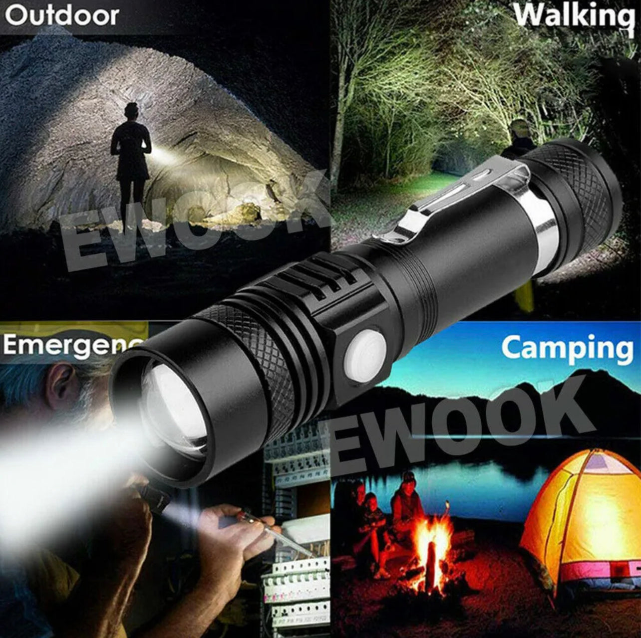 2X 60000lm LED Flashlight Torch For Bike Mount USB Rechargeable T6 XM-L AU