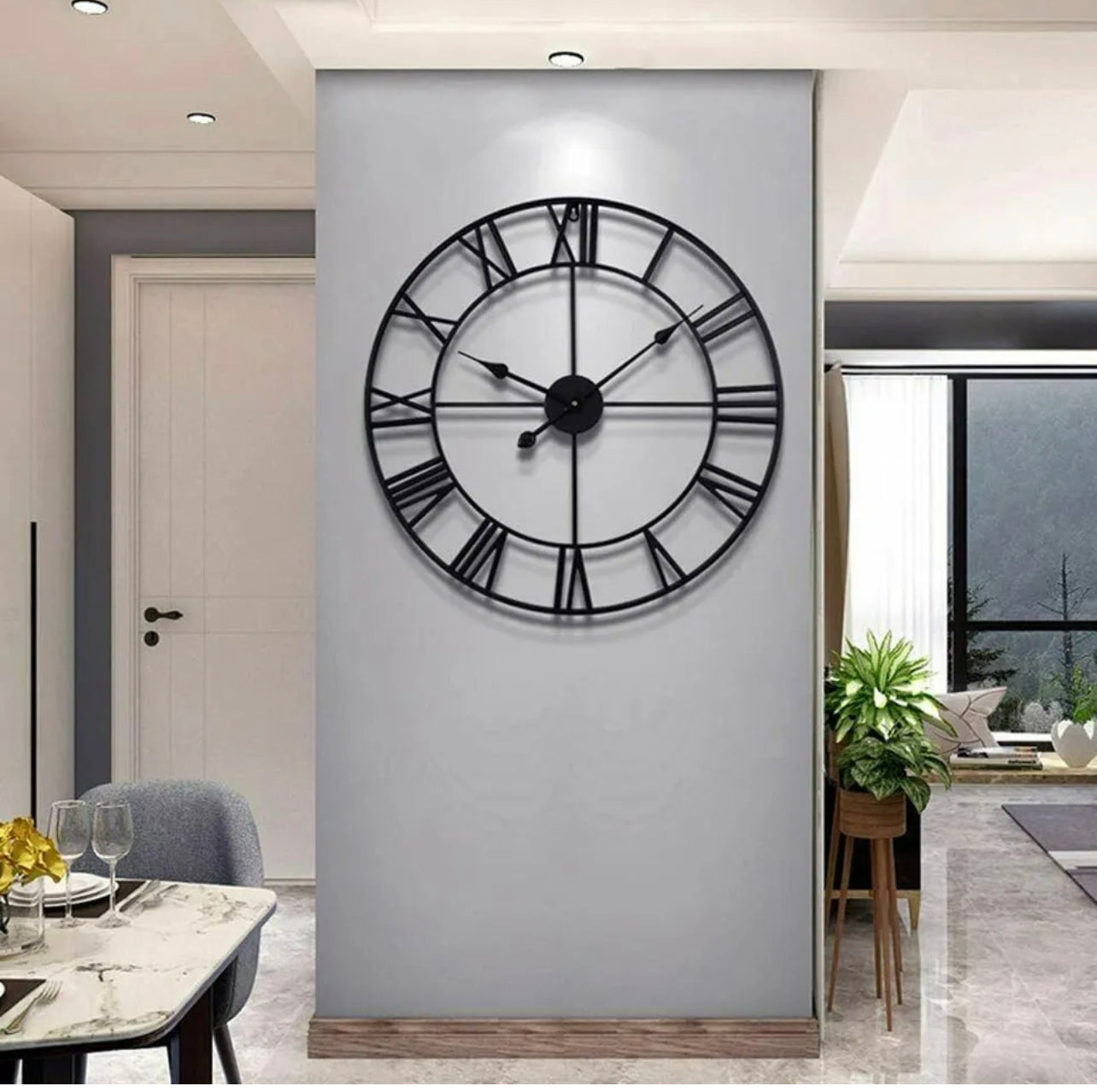 Large Roman Wall Clock Big Numeral Giant Round Face Outdoor Garden Silent