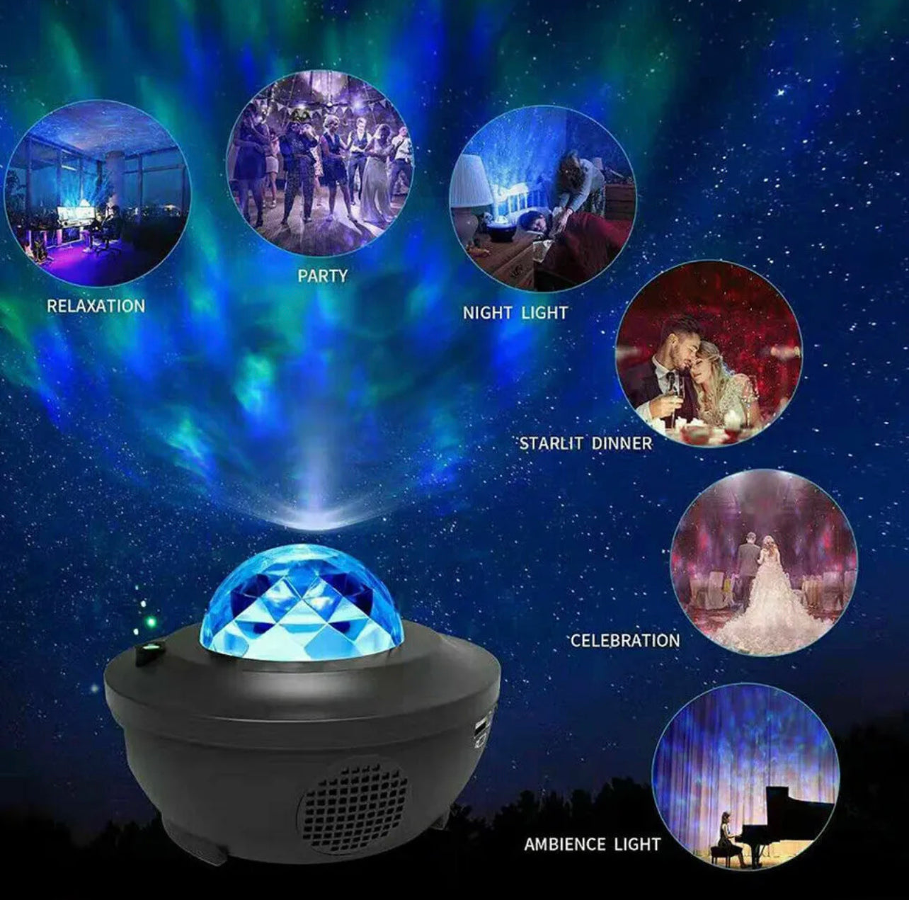 LED Galaxy Starry Night Light Projector Ocean Star Sky Party Baby Kids Room Lamp