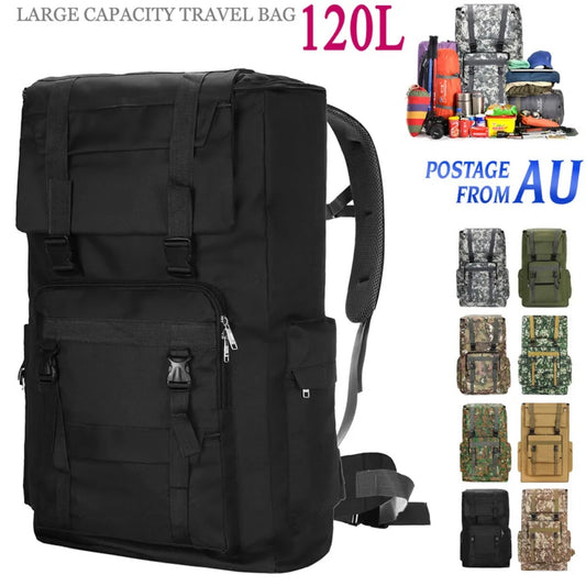 120L Large Military Tactical Backpack  Hiking Camping Rucksack  Outdoor Trek Bag