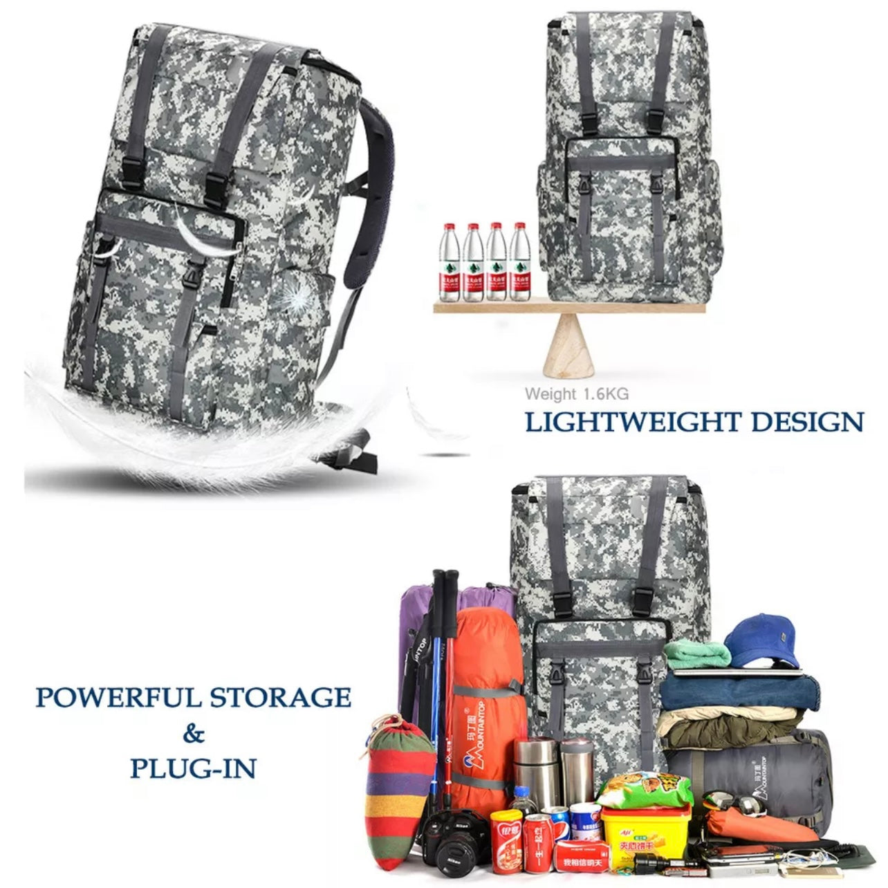 120L Large Military Tactical Backpack  Hiking Camping Rucksack  Outdoor Trek Bag