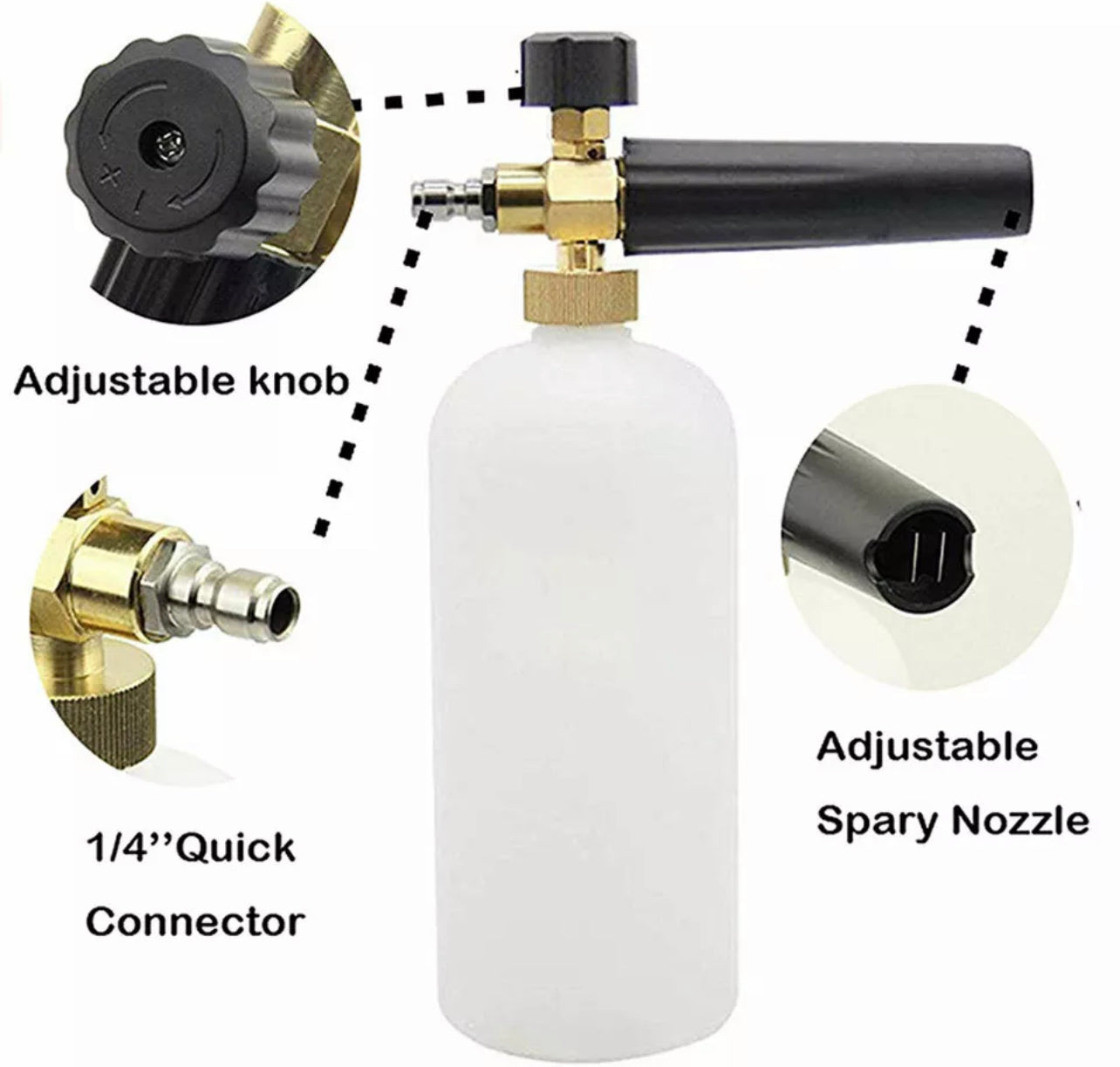 High Pressure Snow Foam Washer Gun Jet Car Wash Lance Cannon 1L Spray Bottle Kit