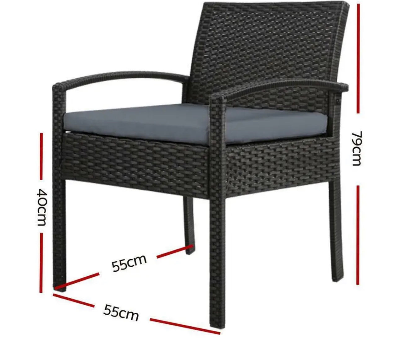 Gardeon Outdoor Furniture Dining Chairs Wicker Garden Patio Cushion Black