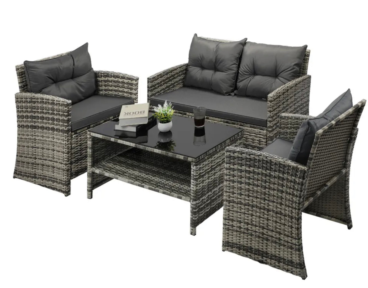 Gardeon 4 PCS Outdoor Furniture Setting Lounge Dining Set Wicker Garden Patio