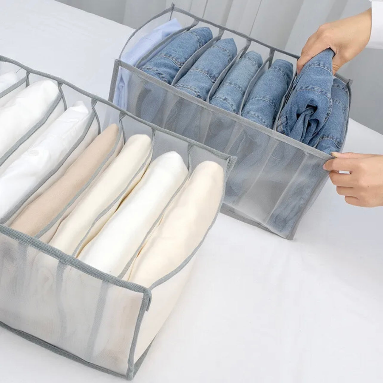 7 Grids Mesh Storage Bag Clothes Jeans Pants Drawer Organizer Boxes Foldable AU