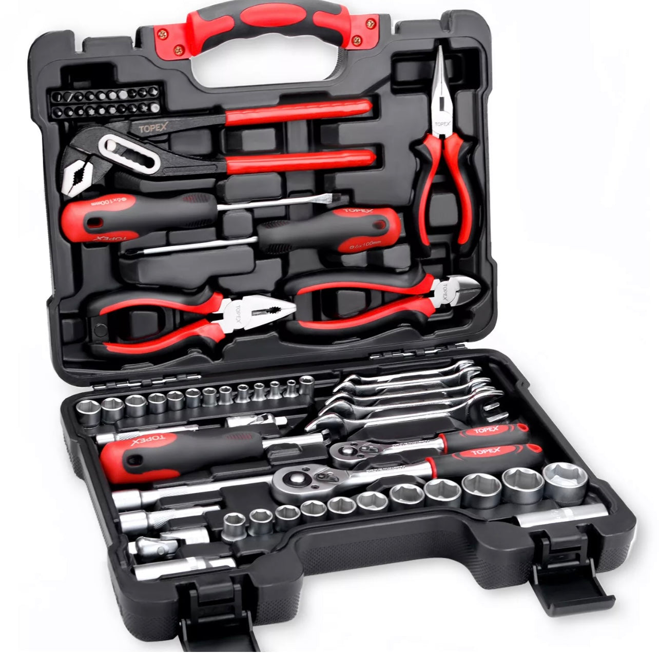 TOPEX 65-Piece Household Hand Tool Set Home Auto Repair Kit Premium Quality