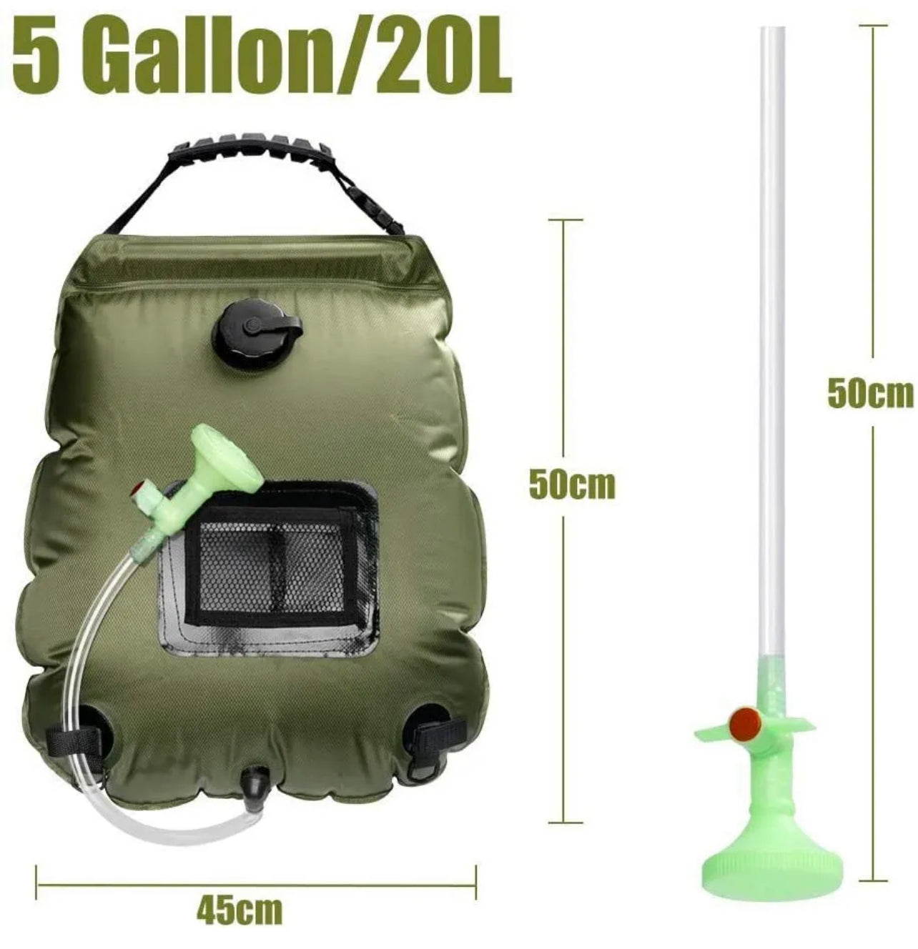 20L Camp Shower Bag Solar Heat Water Pipe Portable Camping Hiking Travel Outdoor