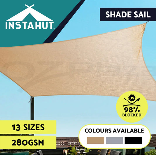 Instahut Shade Sail Cloth Rectangle Sun Awning Shadecloth Heavy Canopy 280gsm