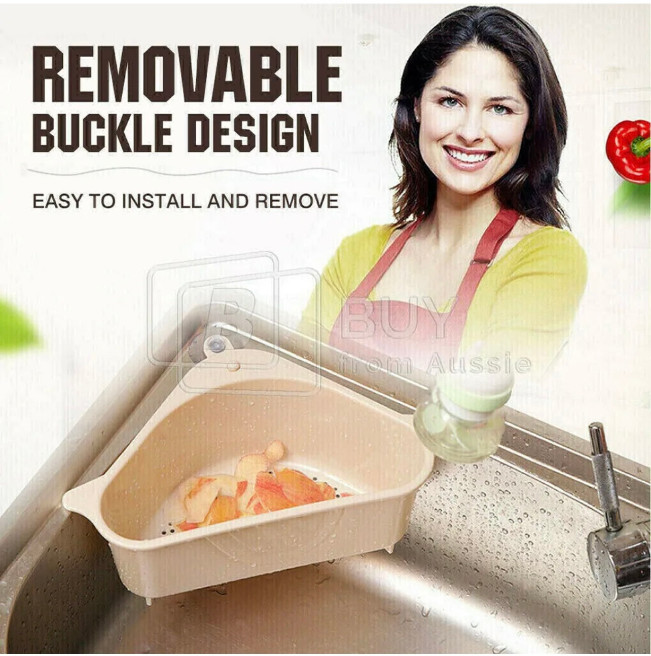 Triangle Sink Kitchen Storage Drain Basket Rack Shelf Holder Strainer Organizer +free filter bag