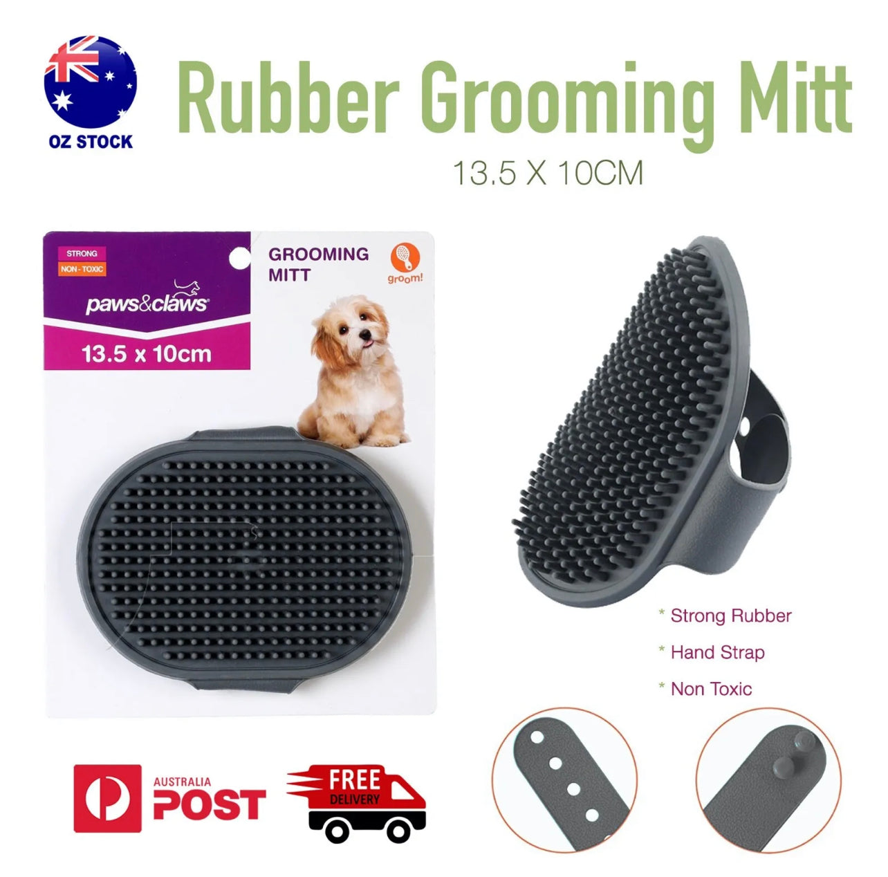 Rubber Grooming Mitten Glove  Shedding Fur Comb Dog Cat Wet Bath Dry Brush AU