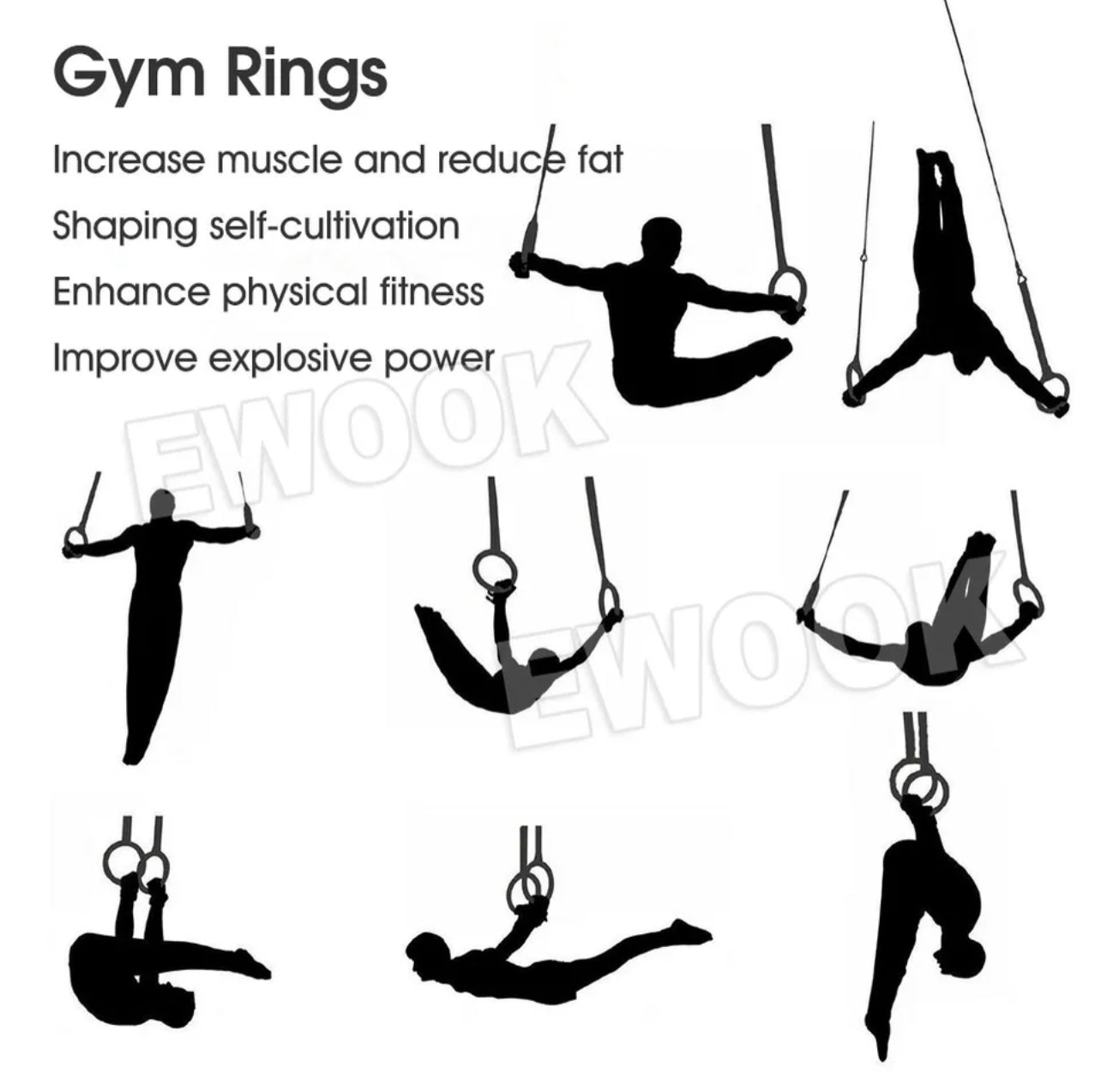 Gymnastic Rings Pair Gym Hoop Crossfit Exercise Fitness Home Ab Workout Dip New