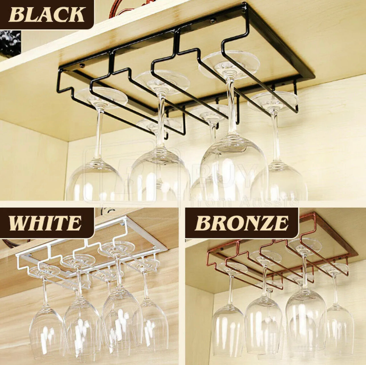 8/7/6/5/4/3 Slots Wine Glass Rack Holder Hanger Hanging Bar Storage Drying Rack