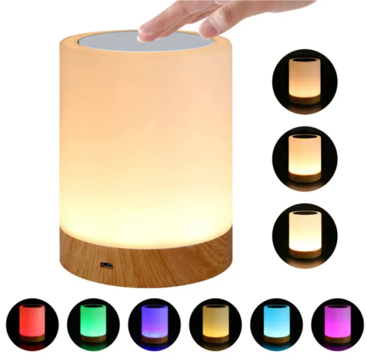 7 Color RGB Touch Night Light LED Lamp Mood Dimmable Bedside USB Rechargeable