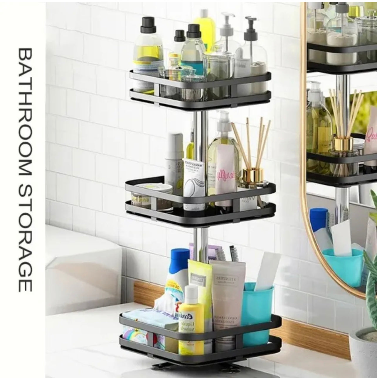 Viviendo Square Rotating Kitchen Storage Spice Organiser Rack Pantry Bathroom