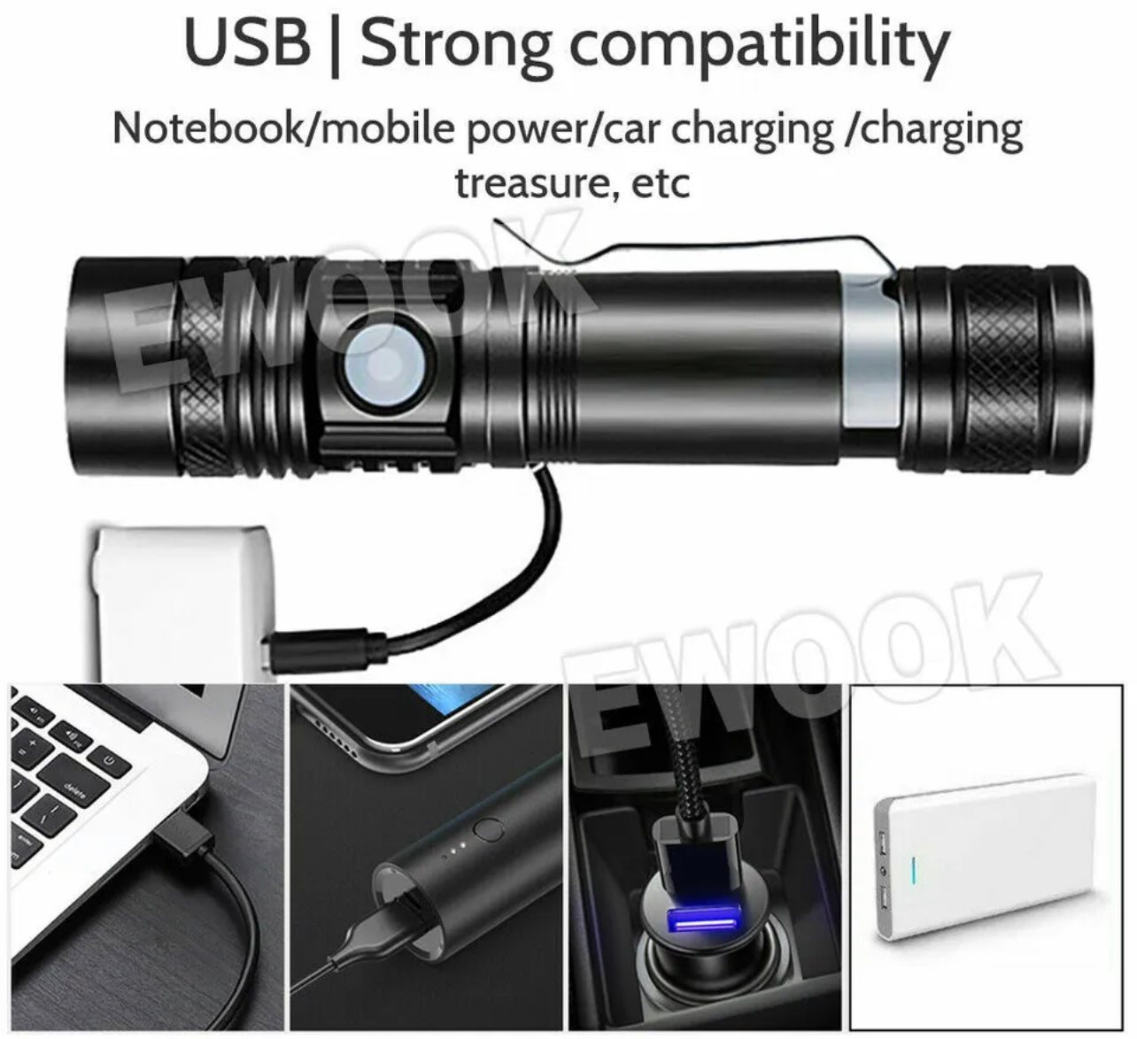 2X 60000lm LED Flashlight Torch For Bike Mount USB Rechargeable T6 XM-L AU