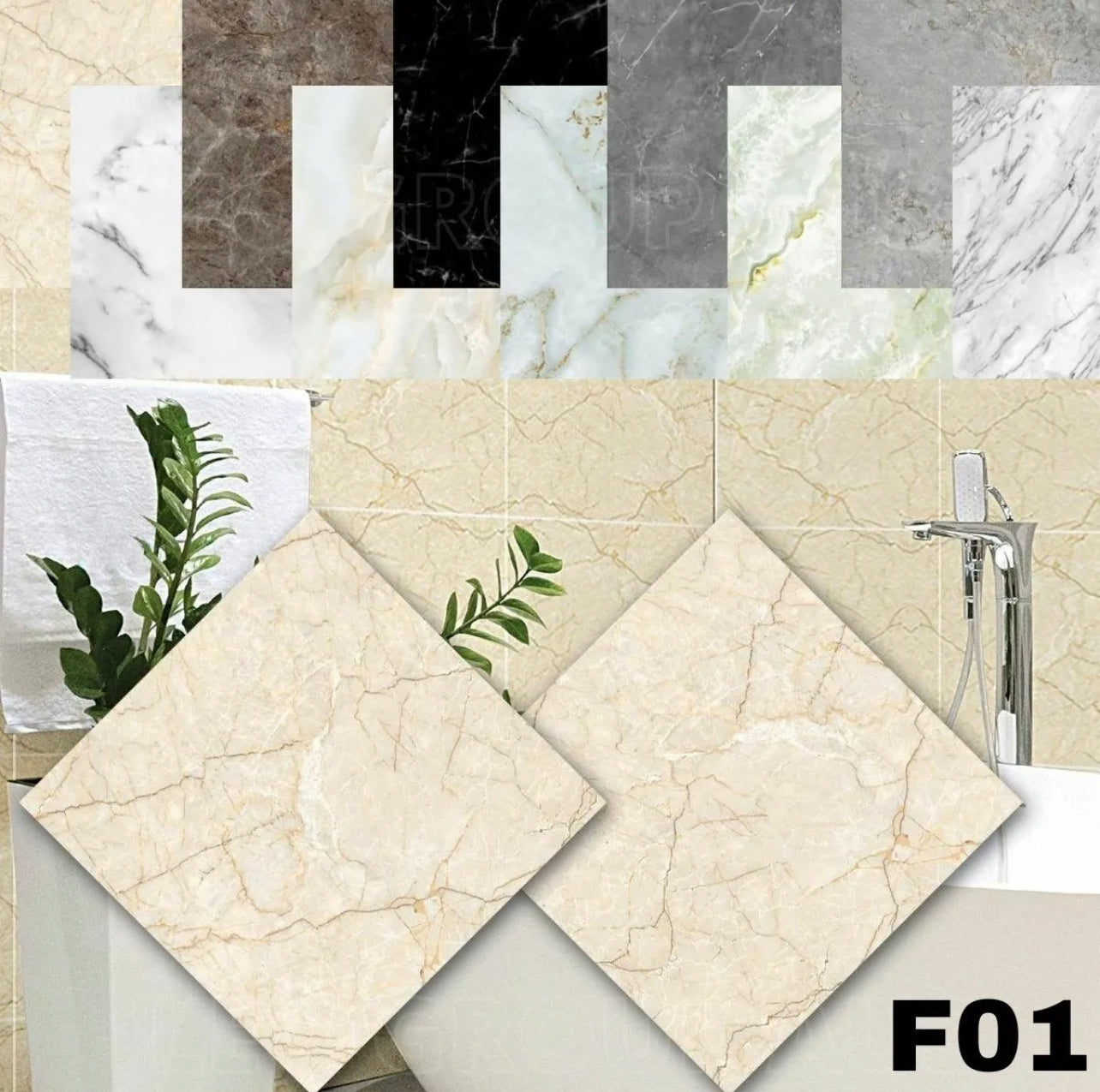 Marble Wall Floor Tile Stickers Waterproof Wallpaper Removable Bathroom Kitchen