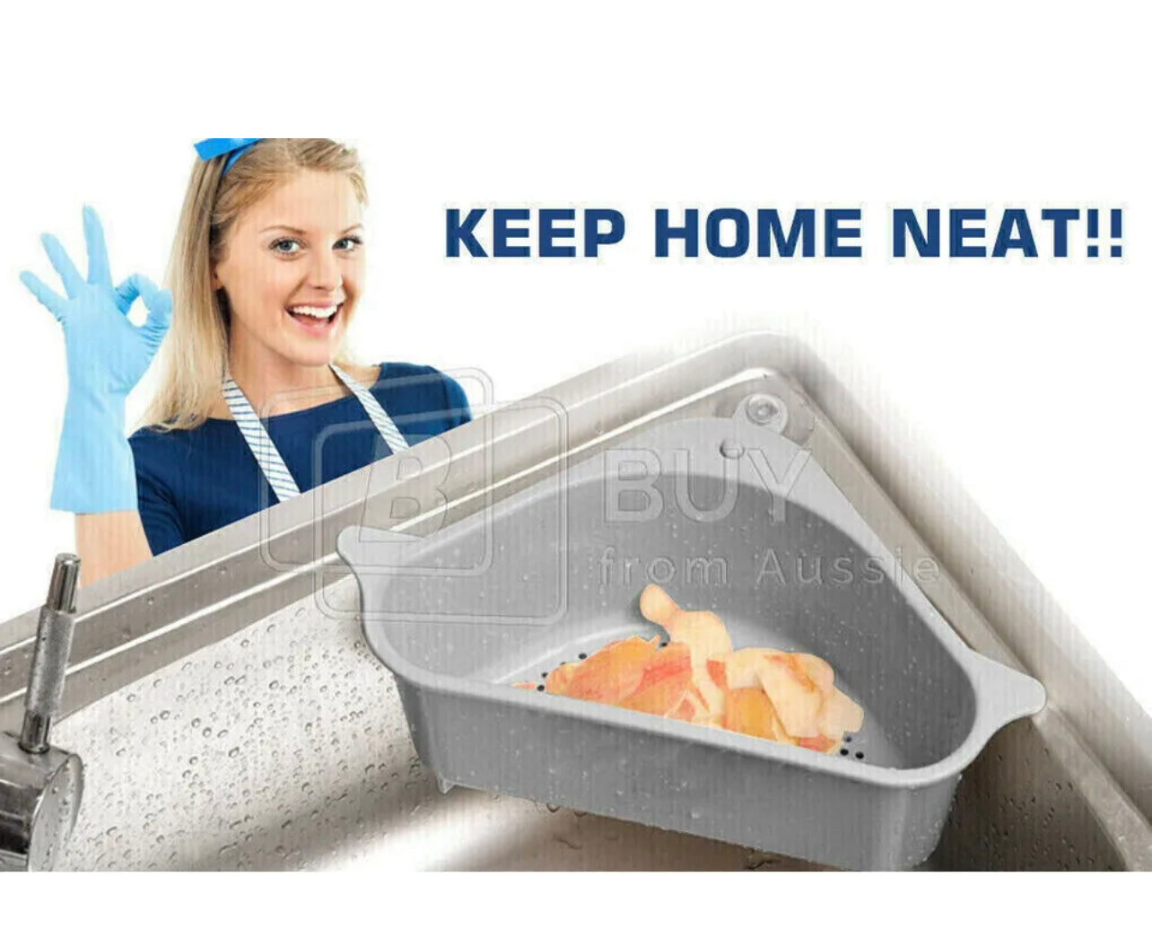 Triangle Sink Kitchen Storage Drain Basket Rack Shelf Holder Strainer Organizer +free filter bag