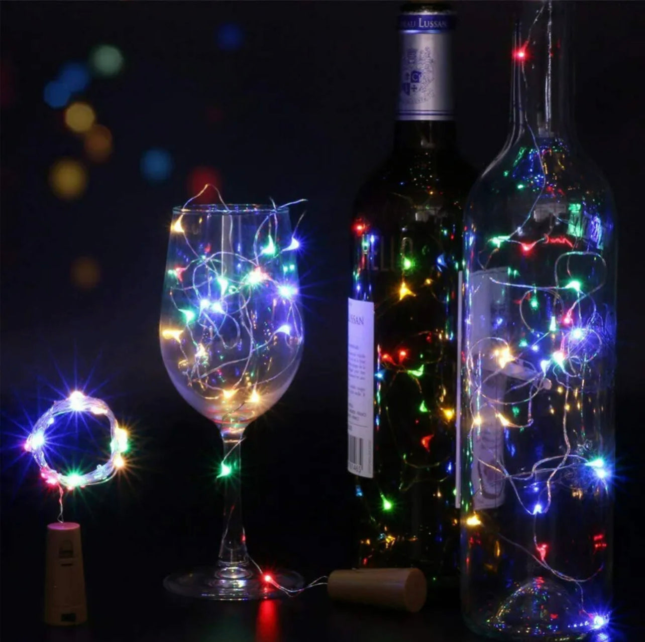 10PCS Fairy Wine Bottle String Lights 20 LED Battery Cork For Party Xmas Wedding